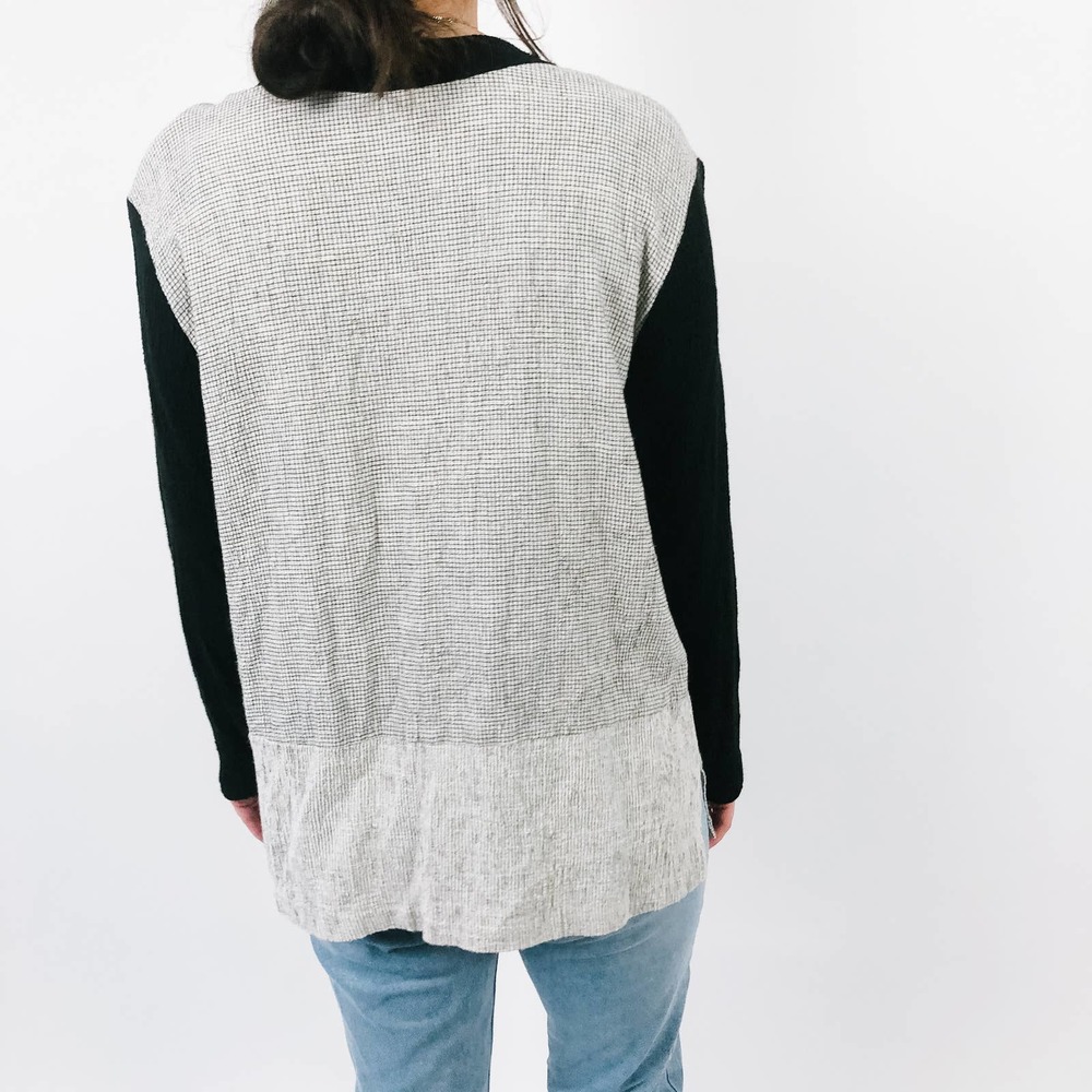 Vintage Black & Gray Blouse with Tassels - Picture 3 of 8